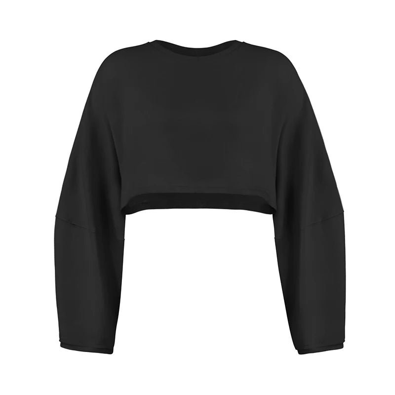 Women Sports Crop Top T-Shirts Gym Clothing Yoga Loose Tops Long Sleeve Sportswear
