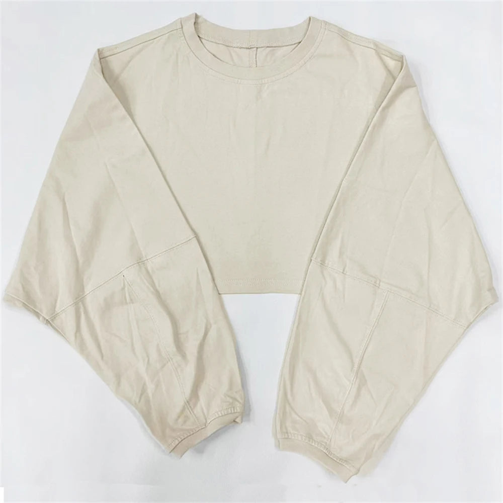 Women Sports Crop Top T-Shirts Gym Clothing Yoga Loose Tops Long Sleeve Sportswear