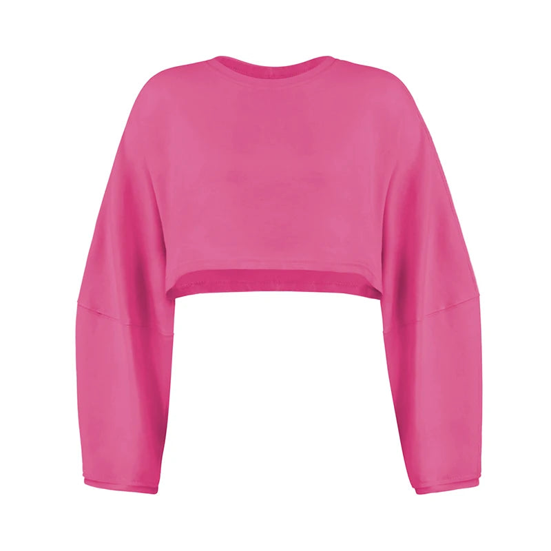 Women Sports Crop Top T-Shirts Gym Clothing Yoga Loose Tops Long Sleeve Sportswear