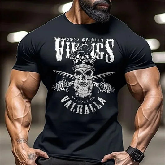 Fitness muscle wear Skeleton fashion printed T-shirt Men's.
