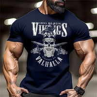 Fitness muscle wear Skeleton fashion printed T-shirt Men's.