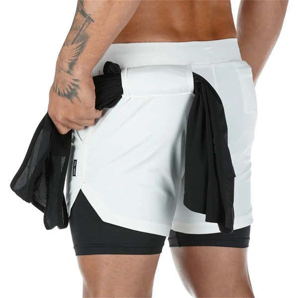 Mens Gym Sports Shorts Jogging Running Breathable Fitness Exercise Hidden-Pocket