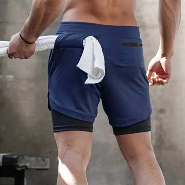 Mens Gym Sports Shorts Jogging Running Breathable Fitness Exercise Hidden-Pocket