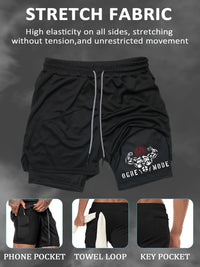 Mens 2-in-1 Workout Shorts moisture Quick-Dry Design with Secure Phone Pocket Ideal Fitness Stylish